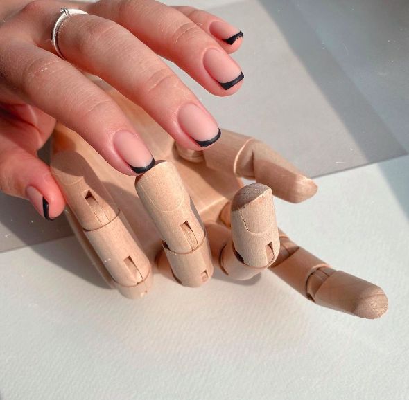 Black French Tips Nails in 2024: Let’s Go To The Dark Side (128 ideas with photo)